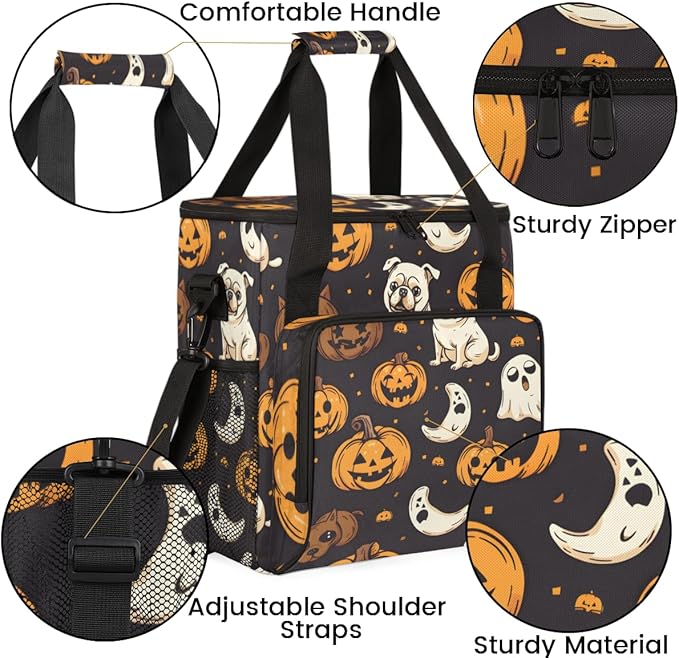 Retro Pumpkin Coffee Maker Carrying Bag Bright Pumpkin Travel Storage Bag Compatible with K-Mini or K-Mini Plus Single Serve Coffee Brewer Carrying Case with Multiple Pockets &amp Shoulder Strap