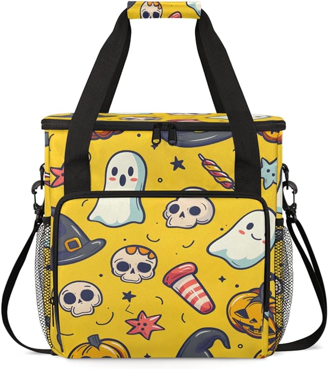 Halloween Pumpkin Coffee Maker Carrying Bag Bright Pumpkin Travel Storage Bag Compatible with K-Mini or K-Mini Plus Single Serve Coffee Brewer Carrying Case with Multiple Pockets &amp Shoulder Stra