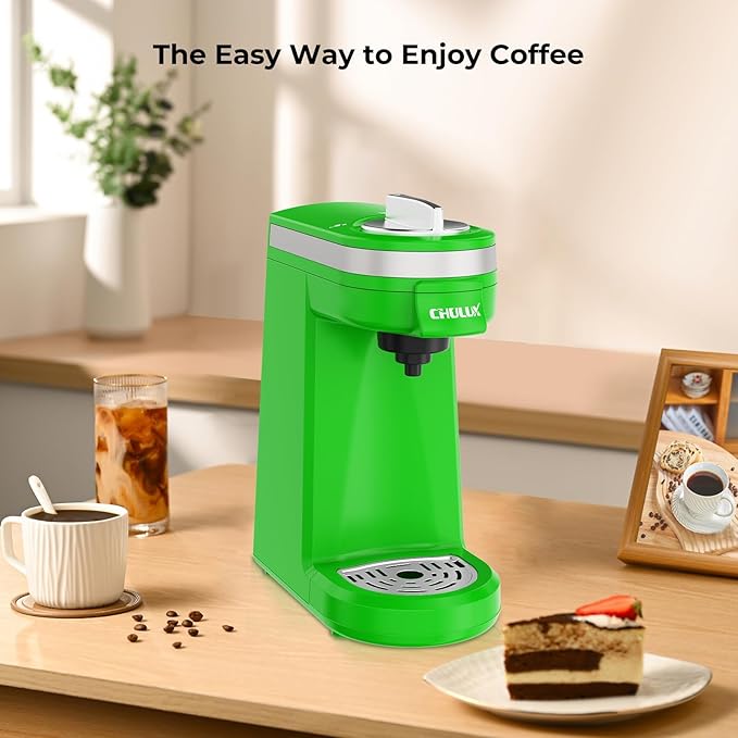 CHULUX Single Serve Coffee Maker Small Single Cup Coffee Maker for K pod and Ground Coffee Green