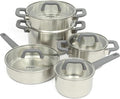 Oster Beauford 9-Piece Stainless Steel 5-Ply Encapsulated Base Cookware Set – Non-Toxic Induction Compatible Pots and Pans with Stay-Cool Handles – Dishwasher Safe
