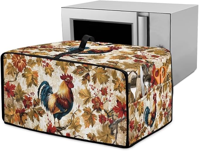 Rooster Plant Print Toaster Oven Air Fryer Cover Dust Protection Heavy Duty Microwave Toaster Oven Cover Small Kitchen Appliance Dust Covers M
