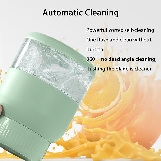 Electric Citrus Juicer 17 Oz Portable Blender for Shakes and Smoothies Exprimidor de Naranjas Electrico with Straw and Two Lids for Home Travel Camping Halloween Christmas Gifts(1300MLGreen)