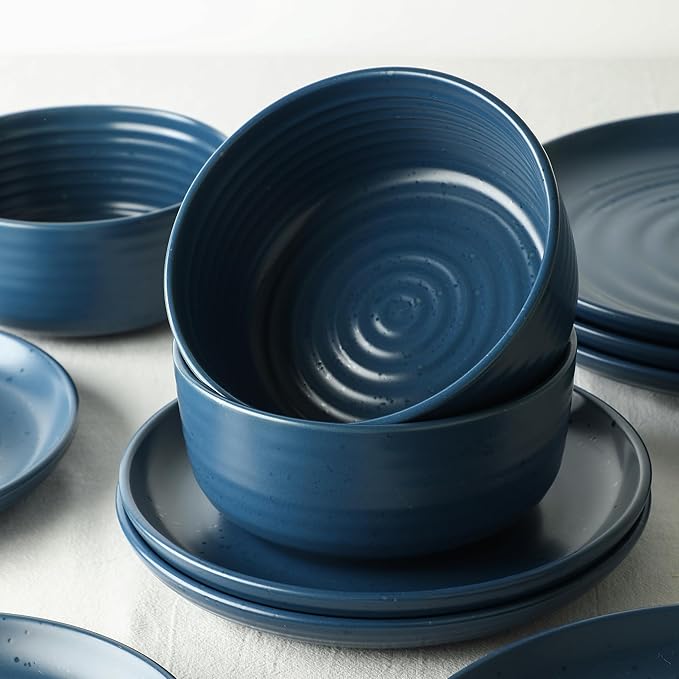 Earth &amp Clay Ion 24-Piece Dinnerware Set Stoneware Blue