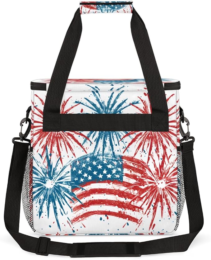 4th of JulyFirecrackers Coffee Maker Carrying Bag Travel Storage Bag Compatible with K-Mini or K-Mini Plus Single Serve Coffee Brewer Carrying Case with Multiple Pockets &amp Shoulder Strap