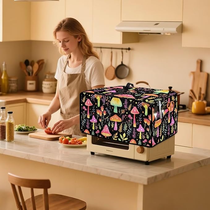 Magic Mushroom Toaster Oven Air Fryer Cover Heat-Resistant Waterproof Protective Covers Compatible with Smart Oven Air Fryer Smart Oven for Parties &amp Gatherings
