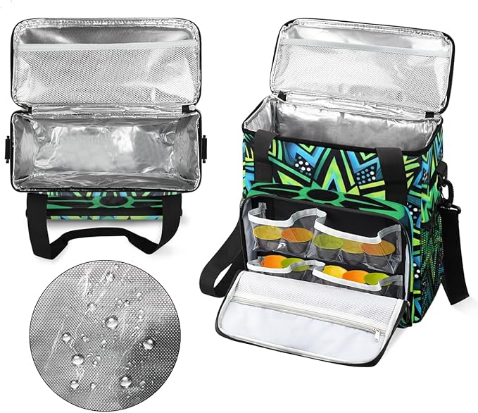 Green Star Coffee Maker Carrying Bag Crazy Lines Star Travel Storage Bag Compatible with K-Mini or K-Mini Plus Single Serve Coffee Brewer Carrying Case with Multiple Pockets &amp Shoulder Strap