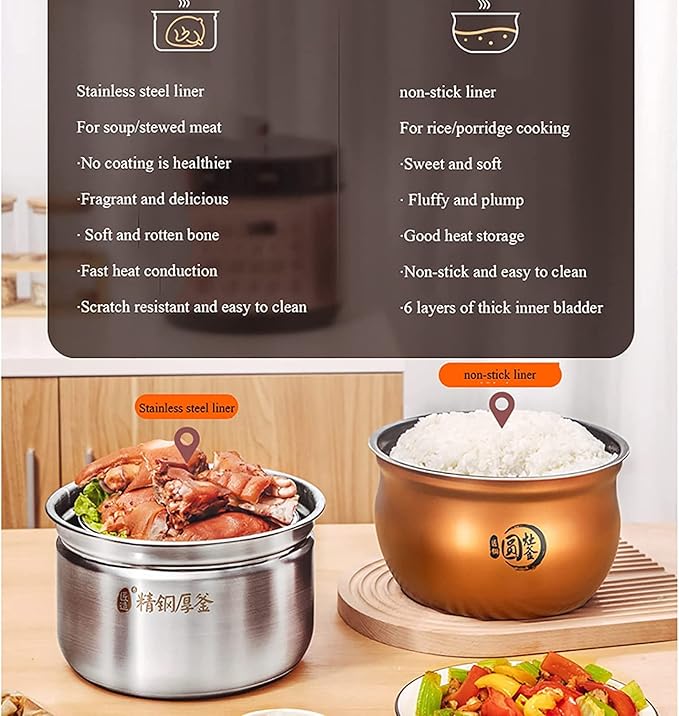 Household Electric Rice Cooker Household Thicken Non-Stick Double Liner 24H Reservation And Heat Preservation For 2-8 People