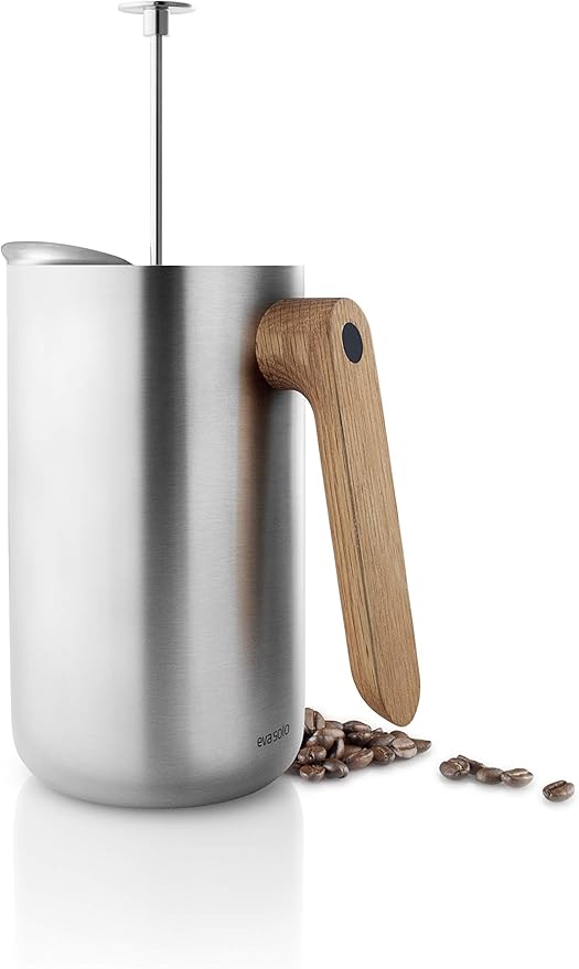 Eva Solo | Nordic Kitchen French Press Coffee Maker 34 oz | Thermo cafetiére Stainless Steel Vacuum Jug with a Oak Wood Handle | Danish Design Functionality &amp Quality | Silver
