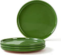 GZG Ceramic Dinner Salad Plates Set of 4 8 Inch Speckled Dinnerware Dessert Plates with Clay-Tone Base Microwave Oven Dishwasher Safe