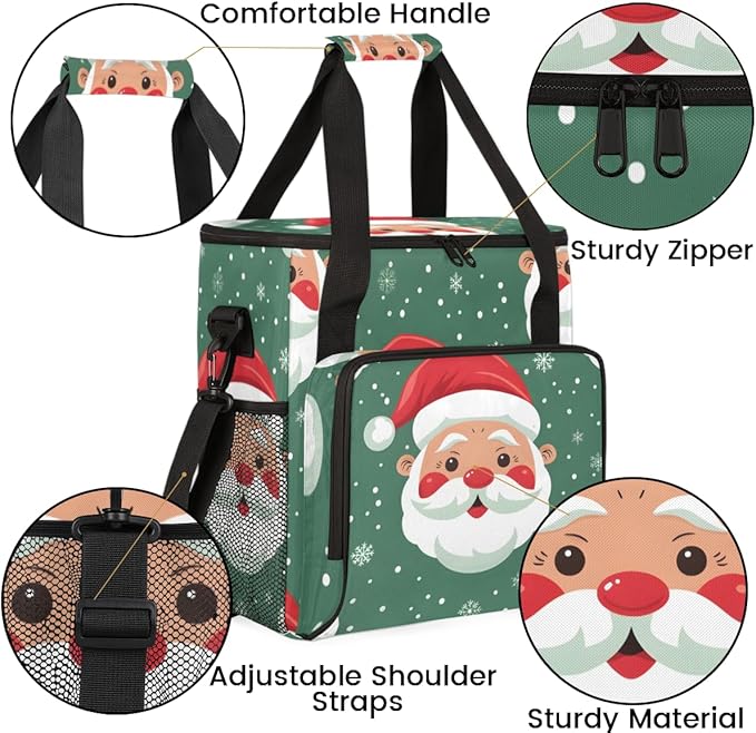 Abstract Santa Claus Coffee Maker Carrying Bag Christmas Santa Claus Travel Storage Bag Compatible with K-Mini or K-Mini Plus Single Serve Coffee Brewer Carrying Case with Pockets &amp Shoulder Str