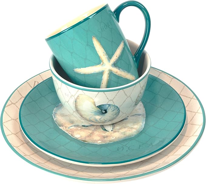 Certified International Ocean View 16 Piece Dinnerware Set Serice for 4