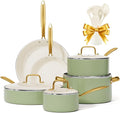 Pots and Pans Set Non Stick - VONIKI Ceramic Cookware Set with Cooking Utensils Set Non Toxic Kitchen Cookware Sets Dutch Oven Pot with Lid Saucepan Set Sauté Pan Frying Pan Set for Cooking Gifts
