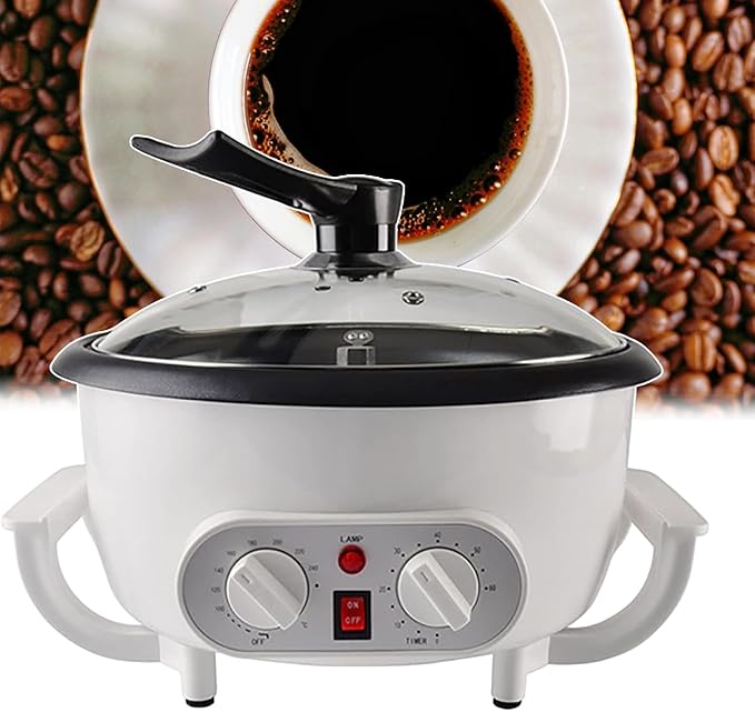 Coffee Roaster 1200W Grain Food Burning Machine 0-240℃ Temperature Adjustable And 0-60 Min Adjustable Coffee Maker For Coffee Raw Beans Peanuts Cereals Herbal Baking