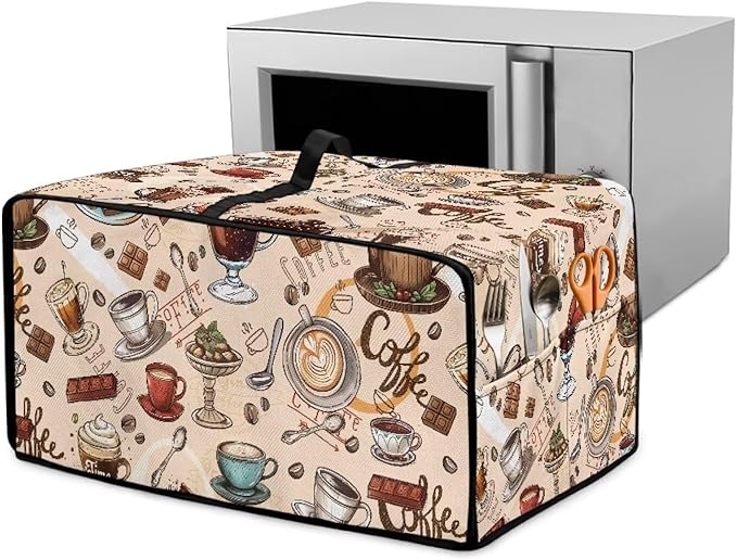 Coffee Chocolate Toaster Oven Cover Heavy Duty Heat-resistant Waterproof Dust-Proof Protective Case with Side Pockets for Bake Air Fry Toaster Oven Easy Maintenance