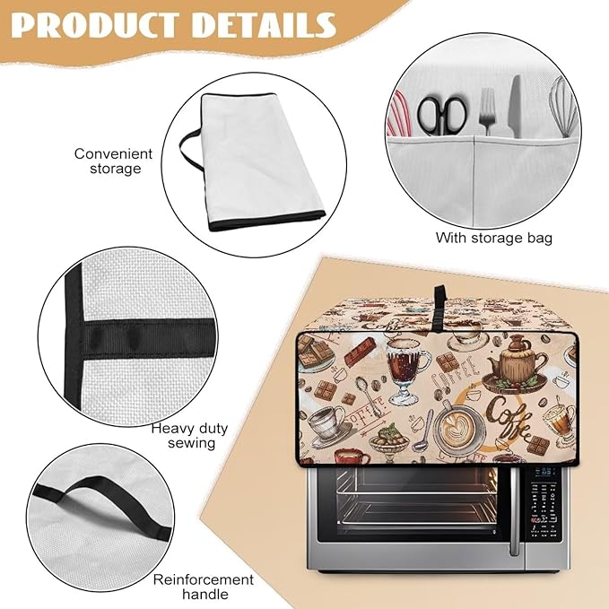 Doojoayie Coffee Appliance Dust Cover 4 Slice Toaster Cover Small Appliance Dust Protector for Toaster Oven/Bread Making Machine/Air Fryer