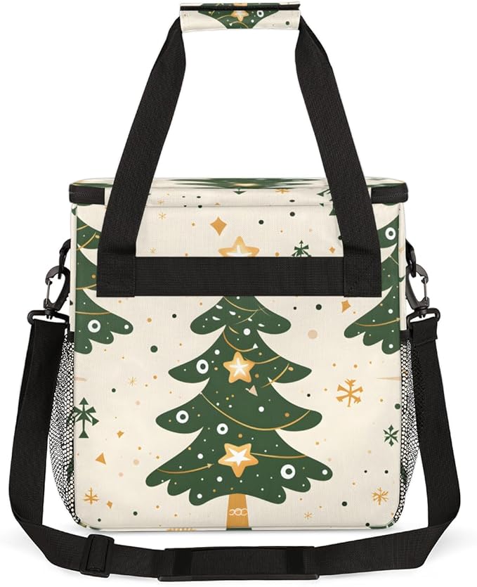 Christmas Festivals Coffee Maker Carrying Bag Bright Tree Travel Storage Bag Compatible with K-Mini or K-Mini Plus Single Serve Coffee Brewer Carrying Case with Multiple Pockets &amp Shoulder Strap