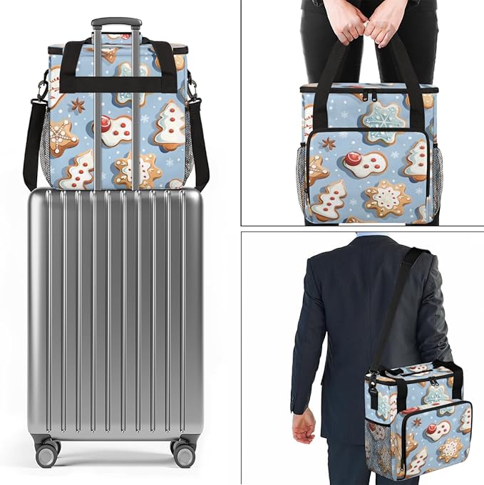 Fantastic Xmas Biscuit Coffee Maker Carrying Bag Travel Storage Bag Compatible with K-Mini or K-Mini Plus Single Serve Coffee Brewer Carrying Case with Multiple Pockets &amp Shoulder Strap