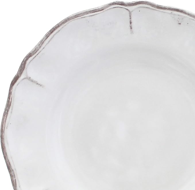 Le Cadeaux 12 Piece Luxury Melamine Dinnerware Set Service for 4 (Rustica Antiqua White)