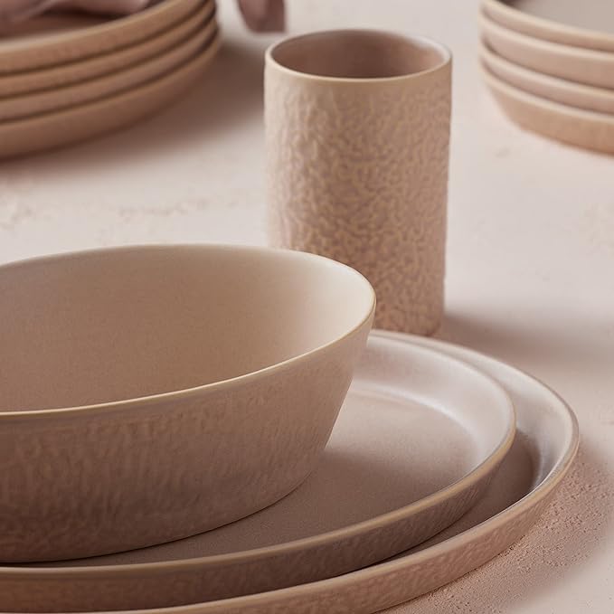 Stone by Mercer Project KATACHI Stoneware 16-Piece Dinnerware Set Nude