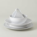 Costa Nova Ceramic Stoneware 5-Piece Place Setting Service for 1 - Friso Collection White | Microwave &amp Dishwasher Safe Dinnerware Set | Food Safe Glazing | Restaurant Quality Tableware