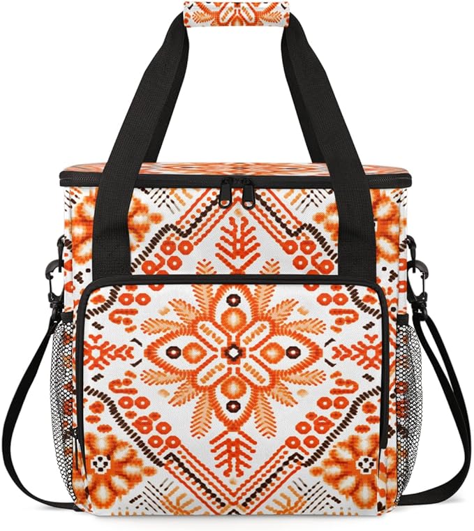 Botanic Flower Coffee Maker Carrying Bag Rich Damask Travel Storage Bag Compatible with K-Mini or K-Mini Plus Single Serve Coffee Brewer Carrying Case with Multiple Pockets &amp Shoulder Strap