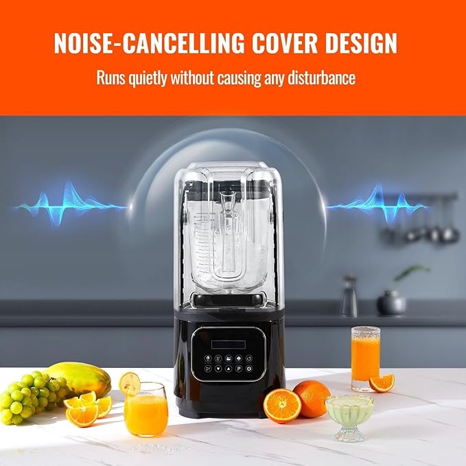 Professional with Shield Commercial Countertop 68 oz Combo Stainless Steel 9 Speed &amp 5 Functions for Shakes Smoothies Peree and Crush Ice Black