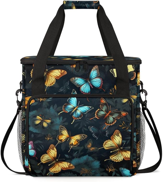 Dreamy Butterfly Coffee Maker Carrying Bag Flame Butterfly Travel Storage Bag Compatible with K-Mini or K-Mini Plus Single Serve Coffee Brewer Carrying Case with Multiple Pockets &amp Shoulder Stra