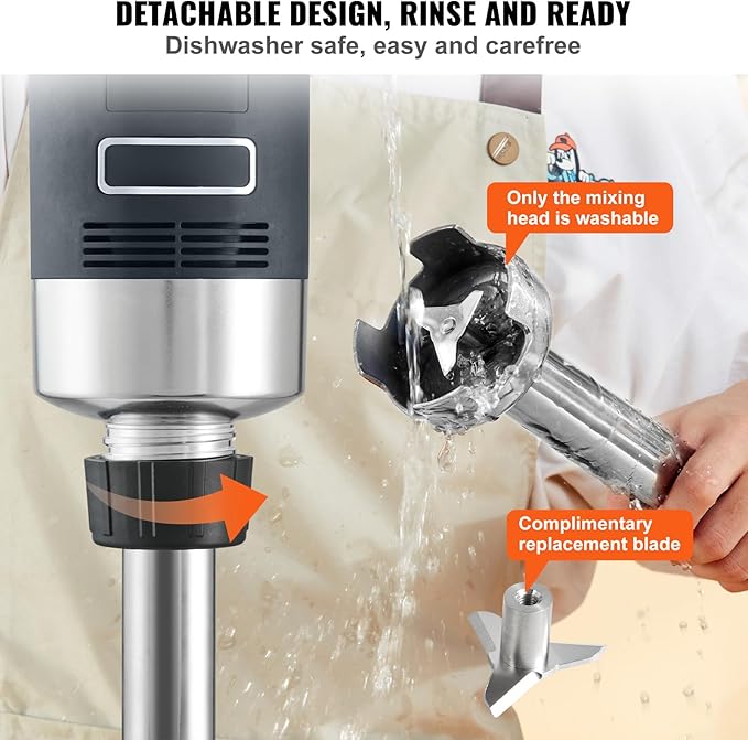 Happybuy 500W Commercial Immersion Blender Heavy Duty Hand Mixer with Variable Speed 304 Stainless Steel Blade Portable Kitchen Mixer for Soup Smoothie Puree Baby Food