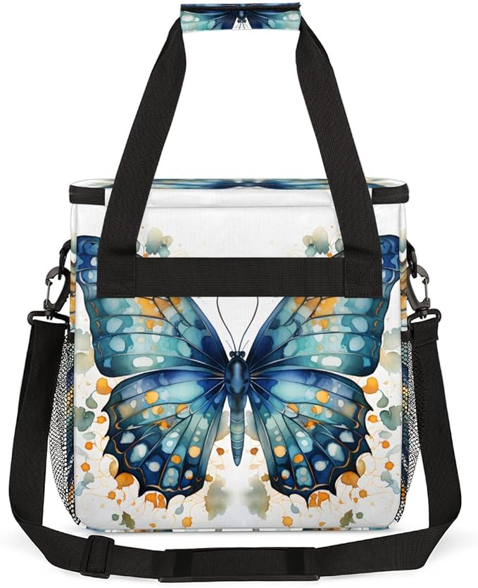 Artistic Butterfly Coffee Maker Carrying Bag Watercolor Butterfly Travel Storage Bag Compatible with K-Mini or K-Mini Plus Single Serve Coffee Brewer Carrying Case with Pockets &amp Shoulder Strap