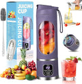 Digital Display Juicer - Smart LED Display 450ml/15.2oz Juicer Shakes and Smoothies Blender with Leakproof Lid Personal Blenders for Home &amp Travel Shakes &amp Baby Food (Purple)