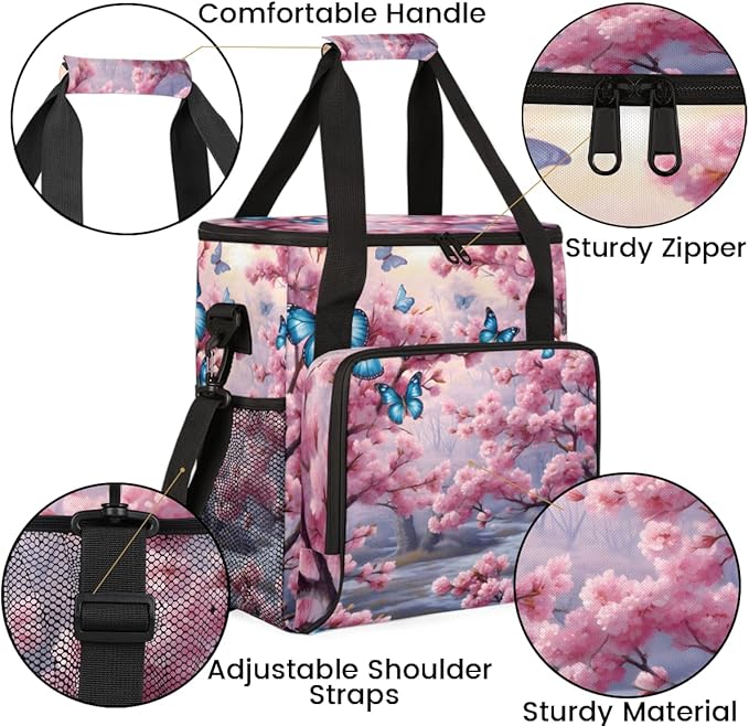 Dreamy Butterfly Coffee Maker Carrying Bag Modern Butterfly Travel Storage Bag Compatible with K-Mini or K-Mini Plus Single Serve Coffee Brewer Carrying Case with Multiple Pockets &amp Shoulder Str