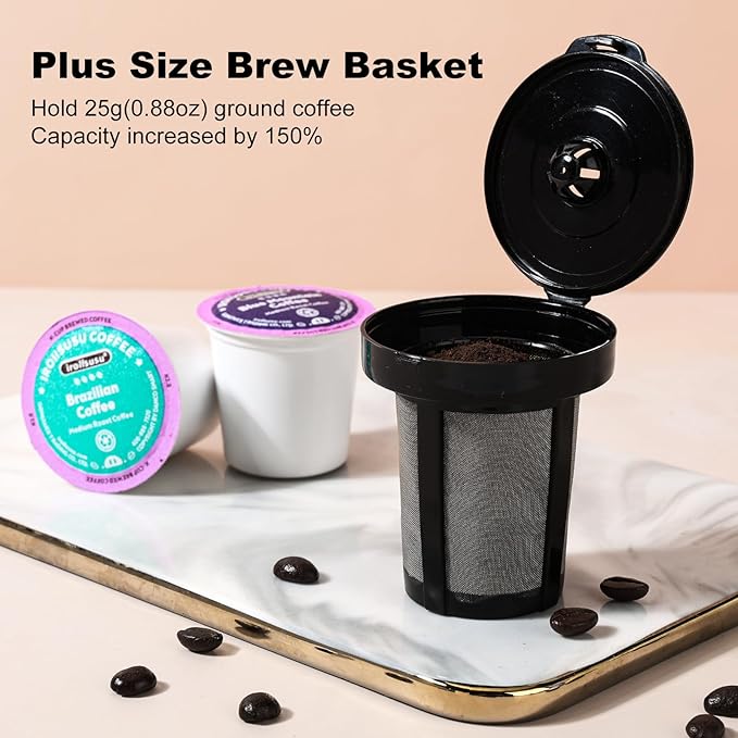 K Cup Coffee Maker Single Serve coffee machine or Ground Coffee Machine 2 in 1 6 to 14 Oz Brew Sizes Mini One Cup Coffee Maker with Self cleaning Function Fits Travel Mug Black