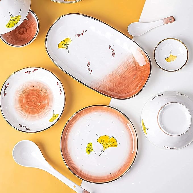 Dinnerware Sets - Luxury Gift Dishes Service Set Ceramics Dinner Sets 43 Pieces Glaze Porcelain Dinnerware Set | Cereal Bowl and Steak Plate Set for Wedding Housewarming Gift