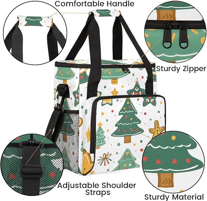 Retro Tree Christmas Coffee Maker Carrying Bag Portable Travel Storage Tote Bag Compatible with K-Mini or K-Mini Plus Single Serve Coffee Brewer Carrying Case with Multiple Pockets &amp Shoulder St
