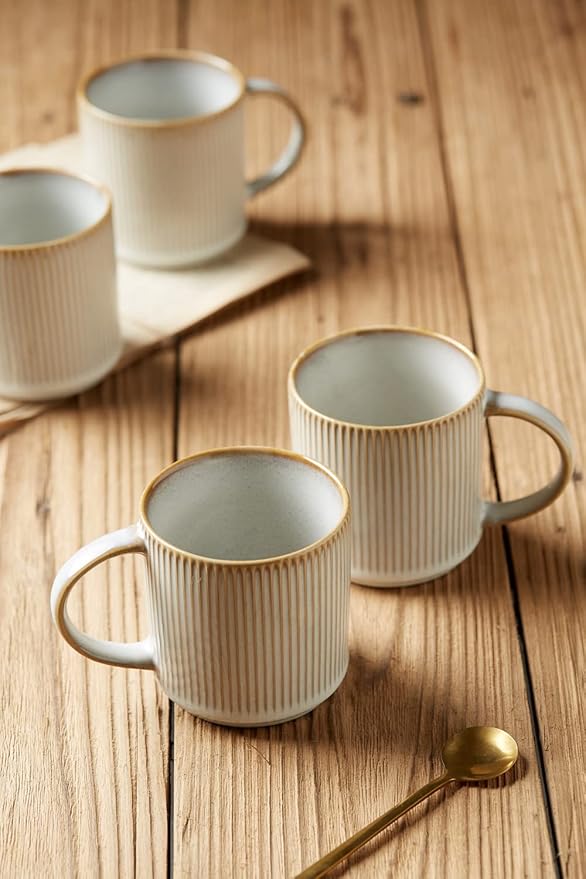 Famiware Dinnerware Sets with Mugs Plates and Bowls Dish Set of 4 (16 Pieces) - Dishwasher &amp Microwave Safe Chip Resistant Reactive Glaze