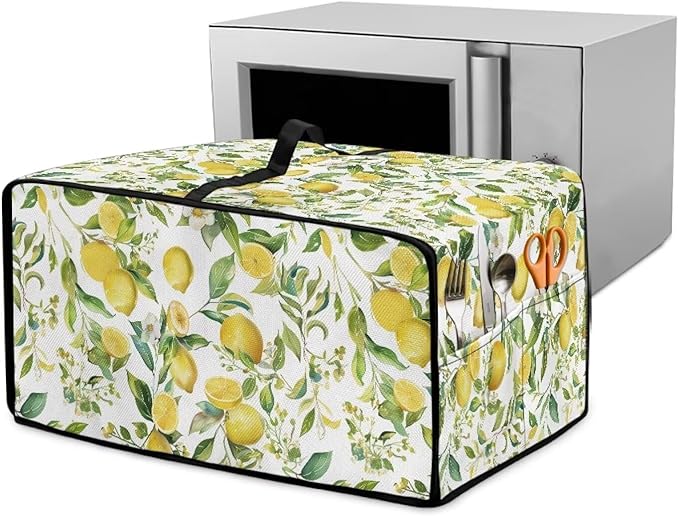 Rectangular Toaster Oven Cover Stain Resistant Washable Appliance Cover with Side Pockets Neat Storage and Protection for Kitchen Appliances Lemon