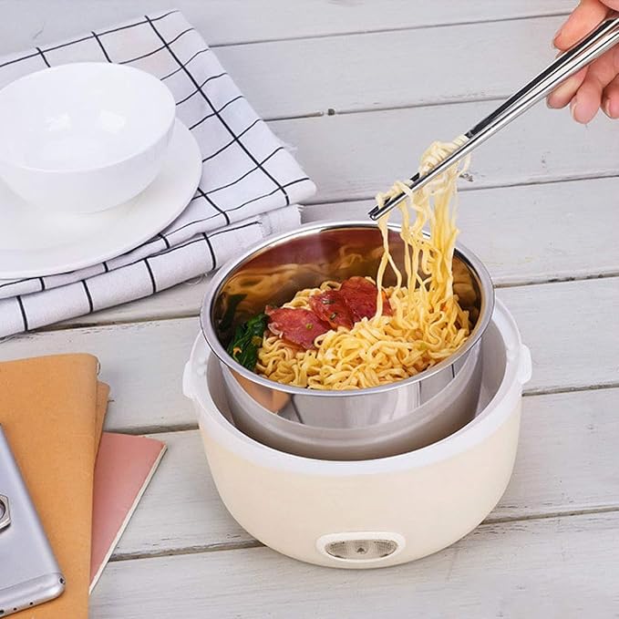 Rice Cooker Electric Lunch Box Portable Food Lunch Heater Rice Steamer Cooker With Stainless Steel Containers Egg Steamer(Purple)
