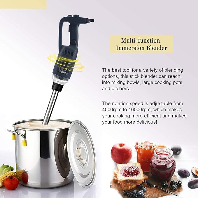 Li Bai 20 in Heavy Duty Big Stix Immersion Blender Handheld Kitchen Hand Blenders for Kitchen Commercial Mixer Electric 500W Removable Shaft 2500rpm to 15000rpm Emulsifier Blender Handheld