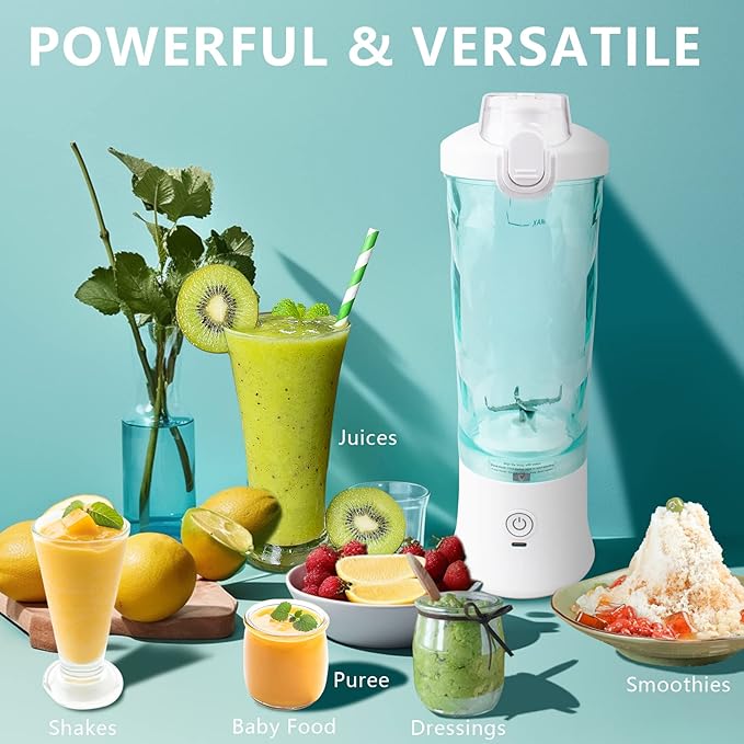 Portable Blender for Smoothies 21 Oz Cordless Personal Blenders with 6 Blades Mini Blender for Shakes &amp Smoothies USB Rechargeable Portable Blenders Fruit Veggie for Home Office Camping