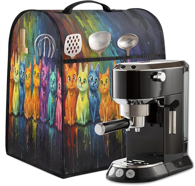 Kitchen Aid Mixer Cover Cat Color Oil Painting Stand Mixer Cover Compatible with 6-8 Quarts Stand Mixers Dust Covers with Zipper Pocket Foldable Washable Kitchen Aid Organizer Bag