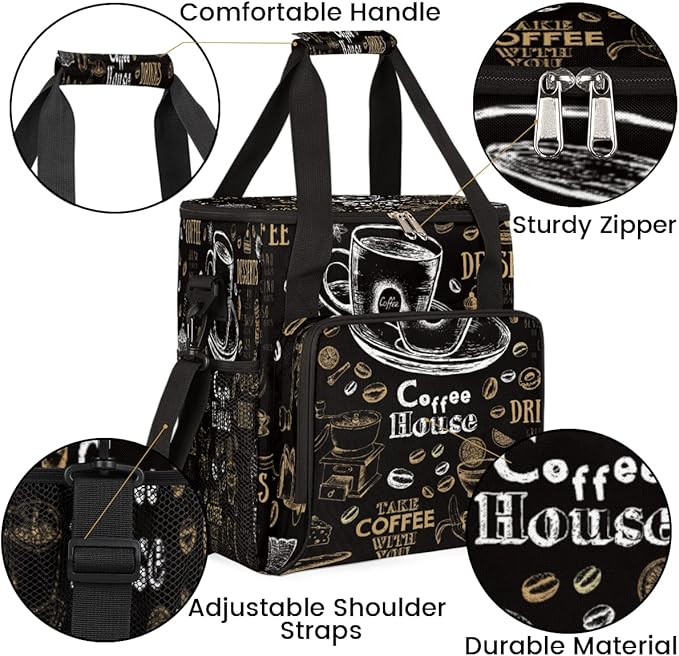 cfpolar Coffee Maker Storage Bag Waterproof Travel Carrying Storage Tote Bag Organizer Case Compatible with K-Mini or K-Mini Plus And Suitable for Other Accessories With Pockets for K-Cup Pods
