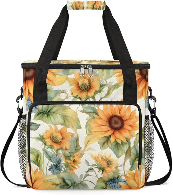 Watercolor Sunflower Print Coffee Maker Travel Bag for K-Mini or K-Mini Plus Single Serve Coffee Brewer Portable Storage Tote Case for Tarvel