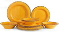 LEHAHA Melamine Dinnerware Sets Outdoor Use Harvest Dinner Plates and Bowls Sets Great for RVs Camping Light Weight and Unbreakable 12 Piece Dishes Dinnerware Set for 4 (Gold)