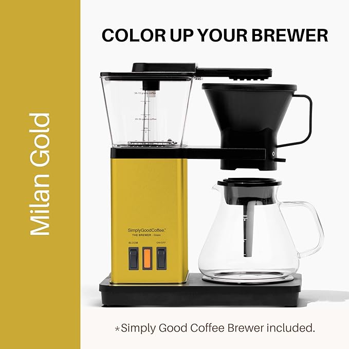 SimplyGoodCoffee Coffee Maker/Coffee Machine. 8 Cup Automatic Drip Pour Over Coffee Brewer With Vinyl Wrap Custom Kit. Easy To Use Gold Cup Standard. Milan Gold