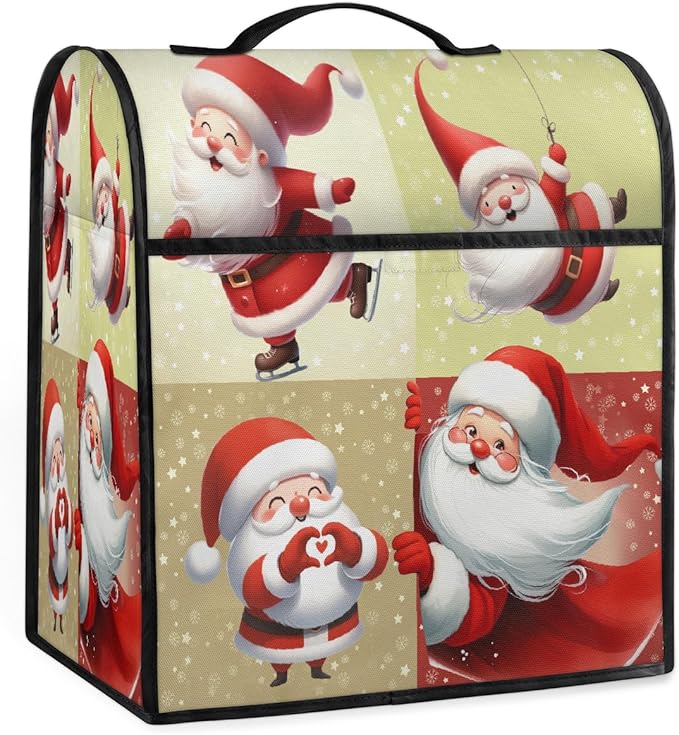 cfpolar Kitchen Aid Mixer Cover Compatible with 6-8 Quarts Xmas Santa Claus Christmas Stand Mixer Cover Kitchen Aid Mixers Accessories Appliance Organizer Bag Dust Covers with Zipper Pocket