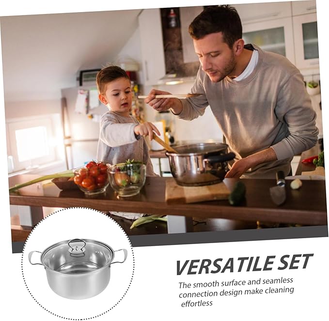 Luxshiny 1Set Stainless Steel Cookware Set Set with Soup Pot Frying Pan and Resistant for Induction Gas Electric Cooking Easy to Clean Thick Bottom