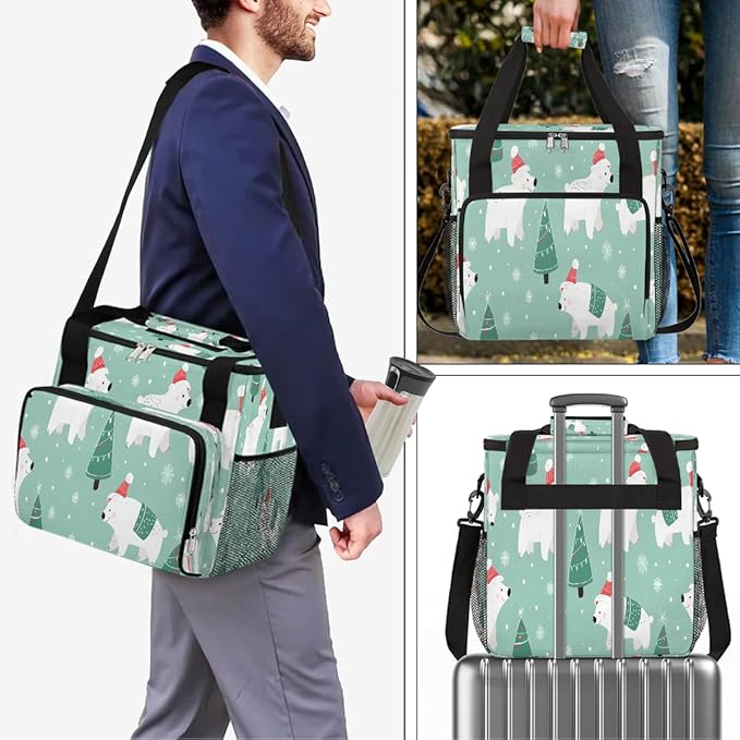 Christmas (745) Coffee Maker Carring Bag Travel Carrying Storage Tote Bag Compatible with Keurig K-Mini or K-Mini Plus Portable Single Serve Coffee Brewer Case with Pockets for K-cup Pods