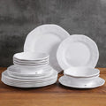 White Melamine Dinnerware Set 18 Pcs Lightweight and Unbreakable Outdoor Plates and Bowls Sets Camping Melamine Dishes Set for 6 Chip Resistant Kitchen Plates for Indoor and Outdoor Use