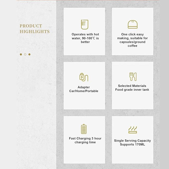 Portable Coffee Maker USB Rechargeable 15 Bar Espresso Machine Travel Coffee Machine with Built in 1200mAh Battery Ideal for Ground Pods &amp Camping