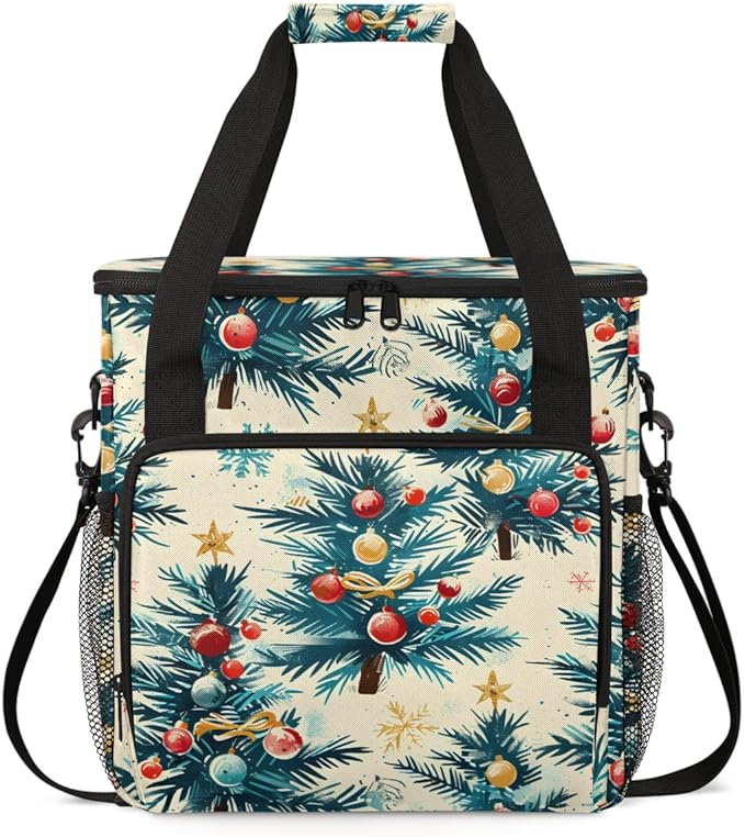 Christmas Tree Xmas Coffee Maker Carrying Bag Portable Travel Storage Tote Bag Compatible with K-Mini or K-Mini Plus Single Serve Coffee Brewer Carrying Case with Multiple Pockets &amp Shoulder Str